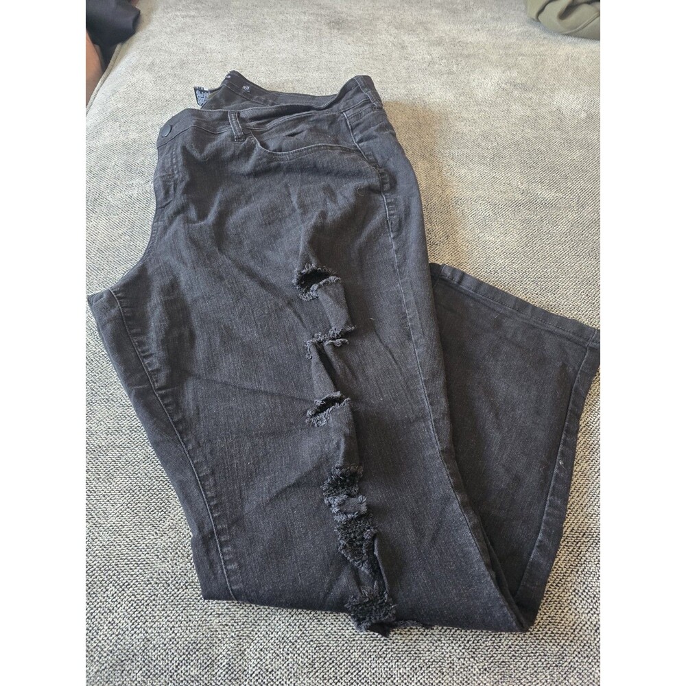 Torrid Womens Distressed Ripped Bombshell Skinny Black Jeans Plus Size 24 R